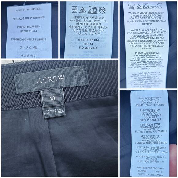 Matelasse Texture Mini Skirt Shiny Metallic Black J. Crew Size 10 Faux Wrap - Picture 4 of 9